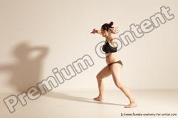 Underwear Martial art Woman White Moving poses Average long colored Dynamic poses Academic